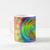 Rainbow Tiedye Fraktal Mandala Kaffeetasse (Vorderseite Links)