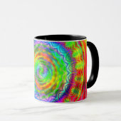 Rainbow Tiedye Fraktal Mandala Kaffeetasse (VorderseiteRechts)