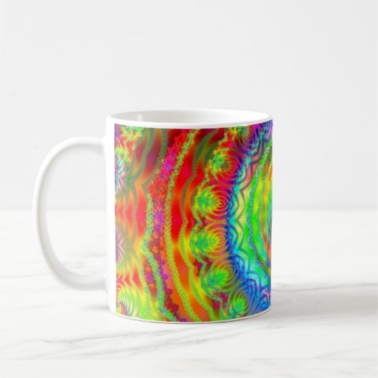 Rainbow Tiedye Fraktal Mandala Kaffeetasse (Links)