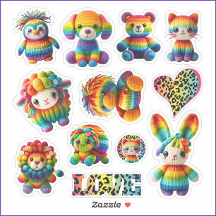 Rainbow-Tiere und Leopard-Druckaufkleber Aufkleber