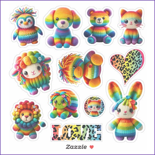 Rainbow-Tiere und Leopard-Druckaufkleber Aufkleber
