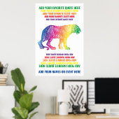 Rainbow Tiger Add Your Name Favorite Quote Wildcat Poster (Heimbüro)