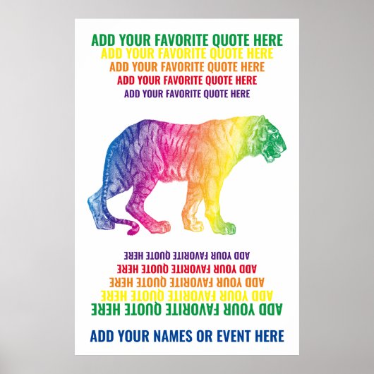 Rainbow Tiger Add Your Name Favorite Quote Wildcat Poster (Vorne)