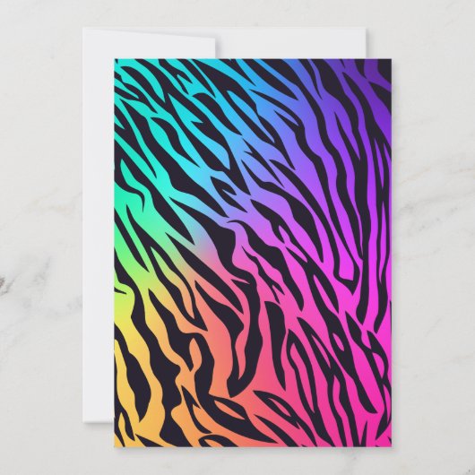 Rainbow Tiger Animal Print Birthday Einladung (Rückseite)