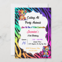 Rainbow Tiger Animal Print Birthday