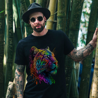 Rainbow Tiger Head Tiger Lover Graphic T-Shirt