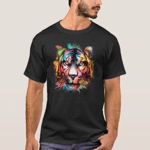 Rainbow Tiger mit Tigergesicht für Raubkatzen F T-Shirt