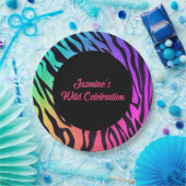 Rainbow Tiger Print Wild Celebation Pappteller (Party)