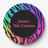 Rainbow Tiger Print Wild Celebation Pappteller (Vorderseite)