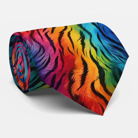 Rainbow Tiger Strip Krawatte (Gerollt)