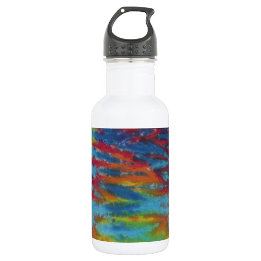 Rainbow Tiger Stripes Gefärbte Krawatte PhatDyes Trinkflasche (Vorderseite)