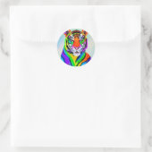 Rainbow-Tigersticker Runder Aufkleber (Tasche)