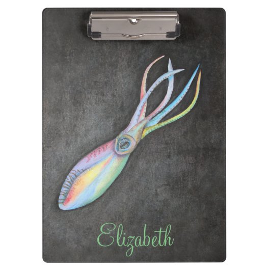 Rainbow Tintenfisch Clipboard Klemmbrett (Vorderseite)