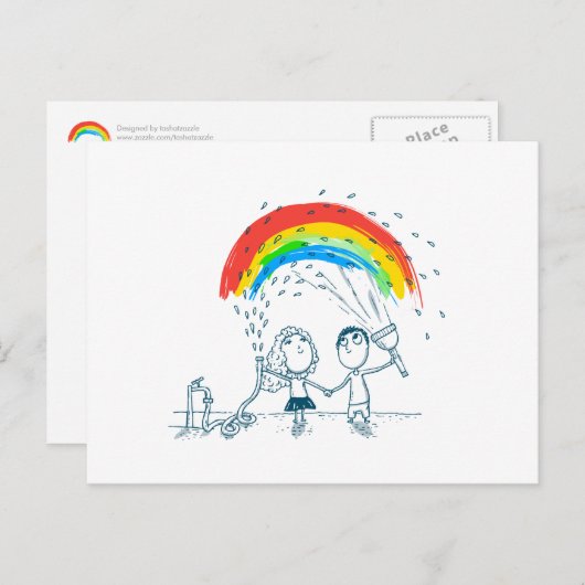 Rainbow Together Liebe Couple erstellen Postkarte (Vorne/Hinten)