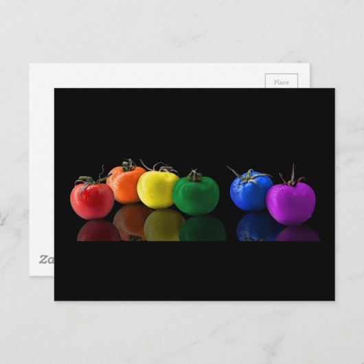 RAINBOW TOMATOES FARBIGE DIGITALE ART WALLPAPER BL POSTKARTE (Vorne/Hinten)