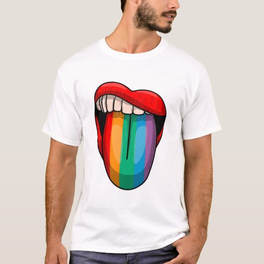 Rainbow Tongue Pride Month LGBTQ Bold Pride Design T-Shirt (Vorderseite)