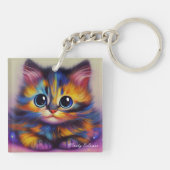 Rainbow Tortie Kitten Acrylic Schlüsselanhänger (Rückseite)
