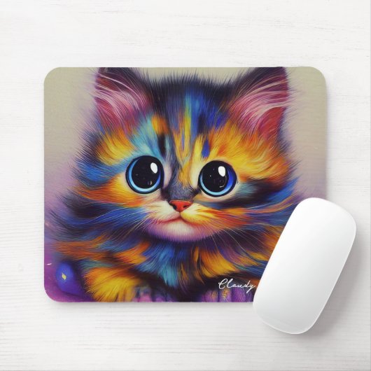 Rainbow Tortie Kitten Mousepad (Mit Mouse)