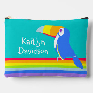 Rainbow toucan aquamarine aqua kids name zubehörtasche