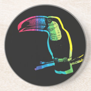 Rainbow Toucan auf Black Getränkeuntersetzer