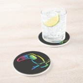 Rainbow Toucan auf Black Getränkeuntersetzer (Seite)
