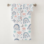 Rainbow Towel Gift Navy Pink Boho for Children Badhandtuch Set (Insitu)