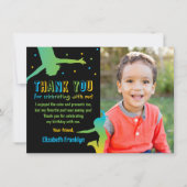 Rainbow Trampolin Geburtstag Foto Danke Karte (Vorderseite)