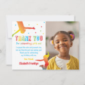 Rainbow Trampolin Park Kindergeburtstag Dankeskarte (Vorderseite)