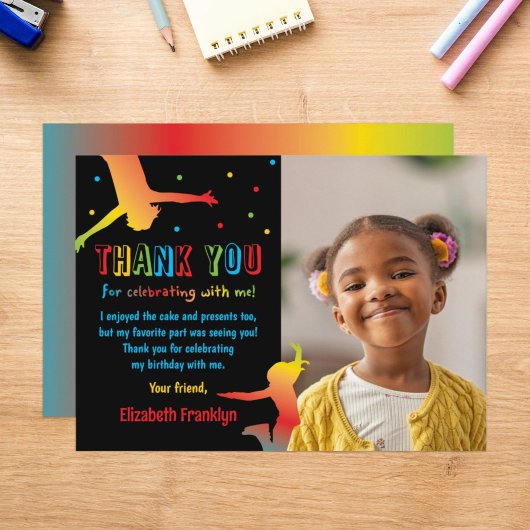 Rainbow Trampolin Park Kindergeburtstag Dankeskarte