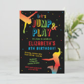 Rainbow Trampoline Park Kindergeburtstag Party Inv Einladung (Stehend Vorderseite)
