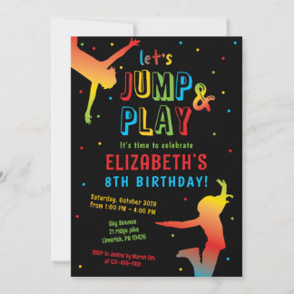Rainbow Trampoline Park Kindergeburtstag Party Inv Einladung