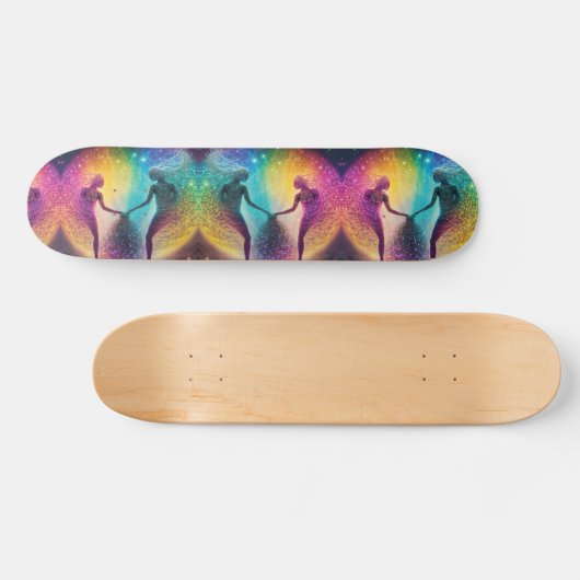 Rainbow Trance Diskothek Kosmische Galaxie Skateboard (Horizontal)