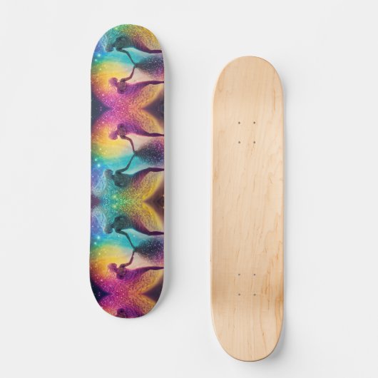 Rainbow Trance Diskothek Kosmische Galaxie Skateboard (Vorderseite)