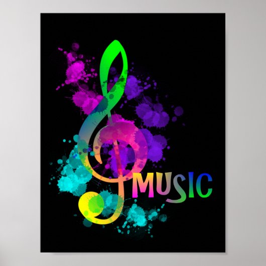 Rainbow Treble Clef Music Themed Poster (Vorne)