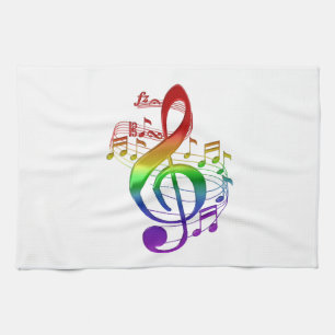 Rainbow Treble Clef und Musiknoten Geschirrtuch