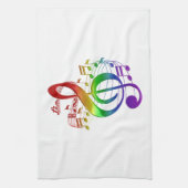 Rainbow Treble Clef und Musiknoten Geschirrtuch (Vertikal)