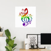 Rainbow Treble Clef und Musiknoten Poster (Heimbüro)