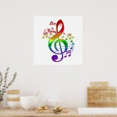 Rainbow Treble Clef und Musiknoten Poster (Küche)