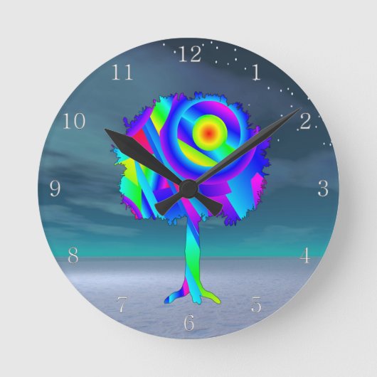 Rainbow Tree Akrylic Wall Clock Runde Wanduhr (Vorderseite)