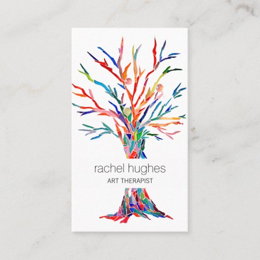 Rainbow Tree Art Therapist Business Card Visitenkarte (Vorderseite)