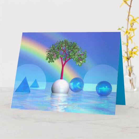 Rainbow Tree Card Karte (Gelbe Blume)