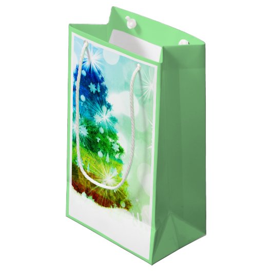 Rainbow Tree Gift Bag Kleine Geschenktüte (Vorderseite Schrägansicht)