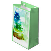 Rainbow Tree Gift Bag Kleine Geschenktüte (Rückseite Schrägansicht)
