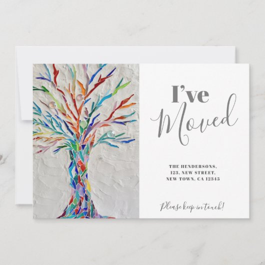 Rainbow Tree I ve Moved Moving Announcement Card Dankeskarte (Vorderseite)