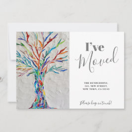 Rainbow Tree I ve Moved Moving Announcement Card Dankeskarte