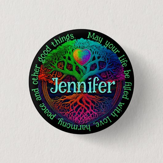 Rainbow Tree of Life Liebe Button (Vorderseite)