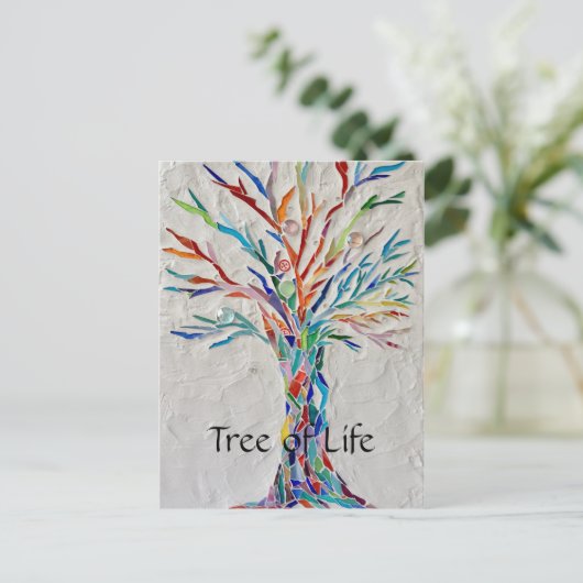 Rainbow Tree of Life Postkarte (Stehend Vorderseite)
