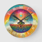 Rainbow Tree of Life  Runde Wanduhr (Vorderseite)