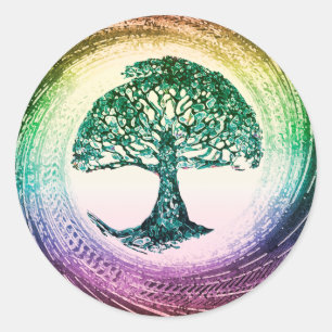 Rainbow Tree of Life von Amelia Carrie Runder Aufkleber