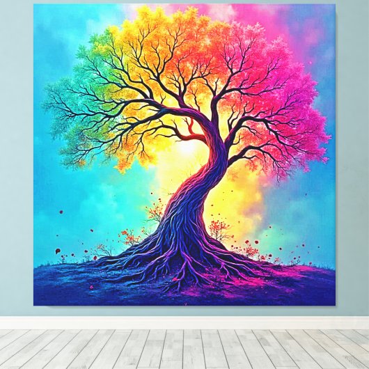 Rainbow Tree: Roots of Infinite Hope Art Leinwanddruck (Insitu (Holzboden))